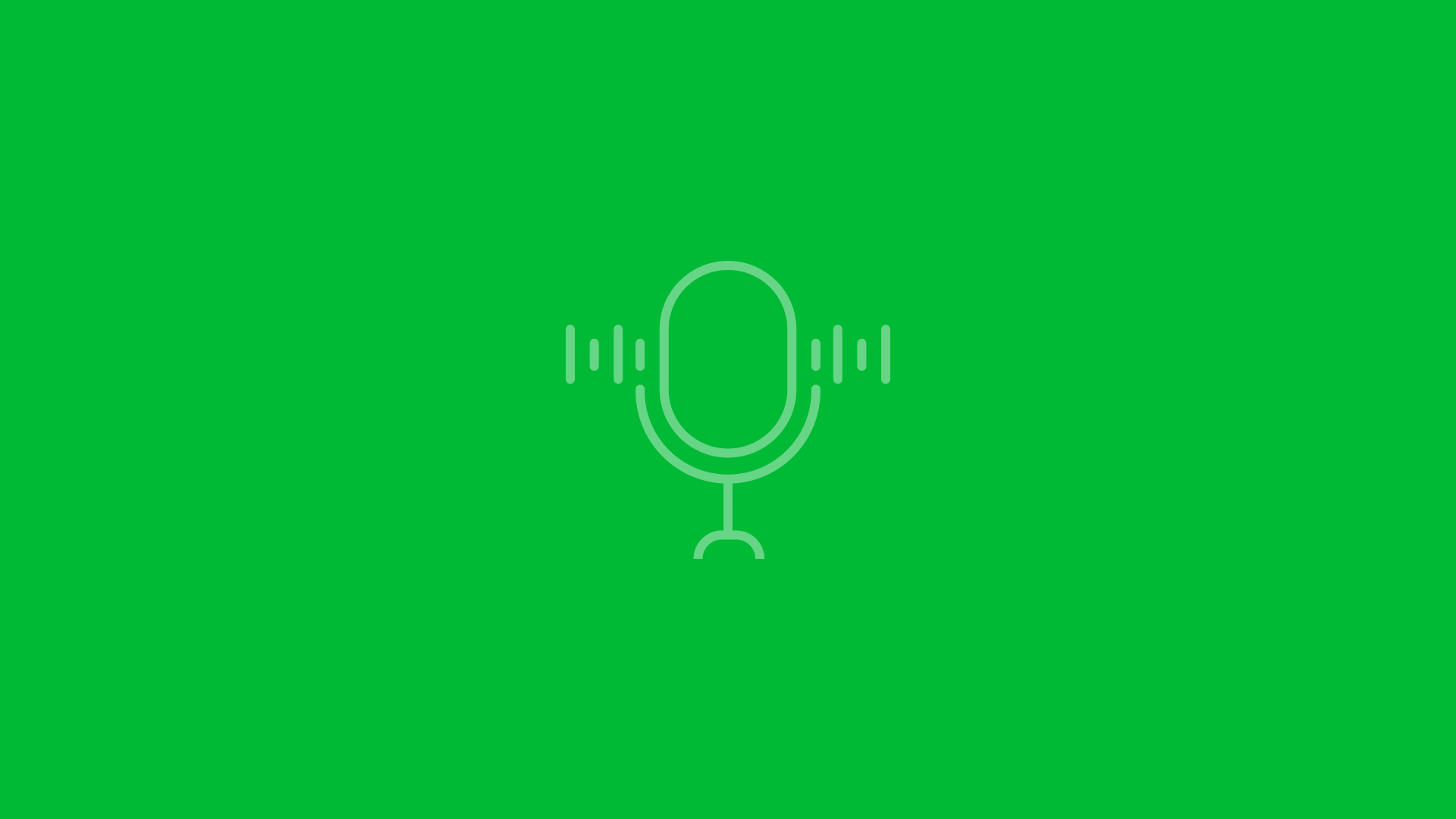 Microphone icon with a dark green geometric background