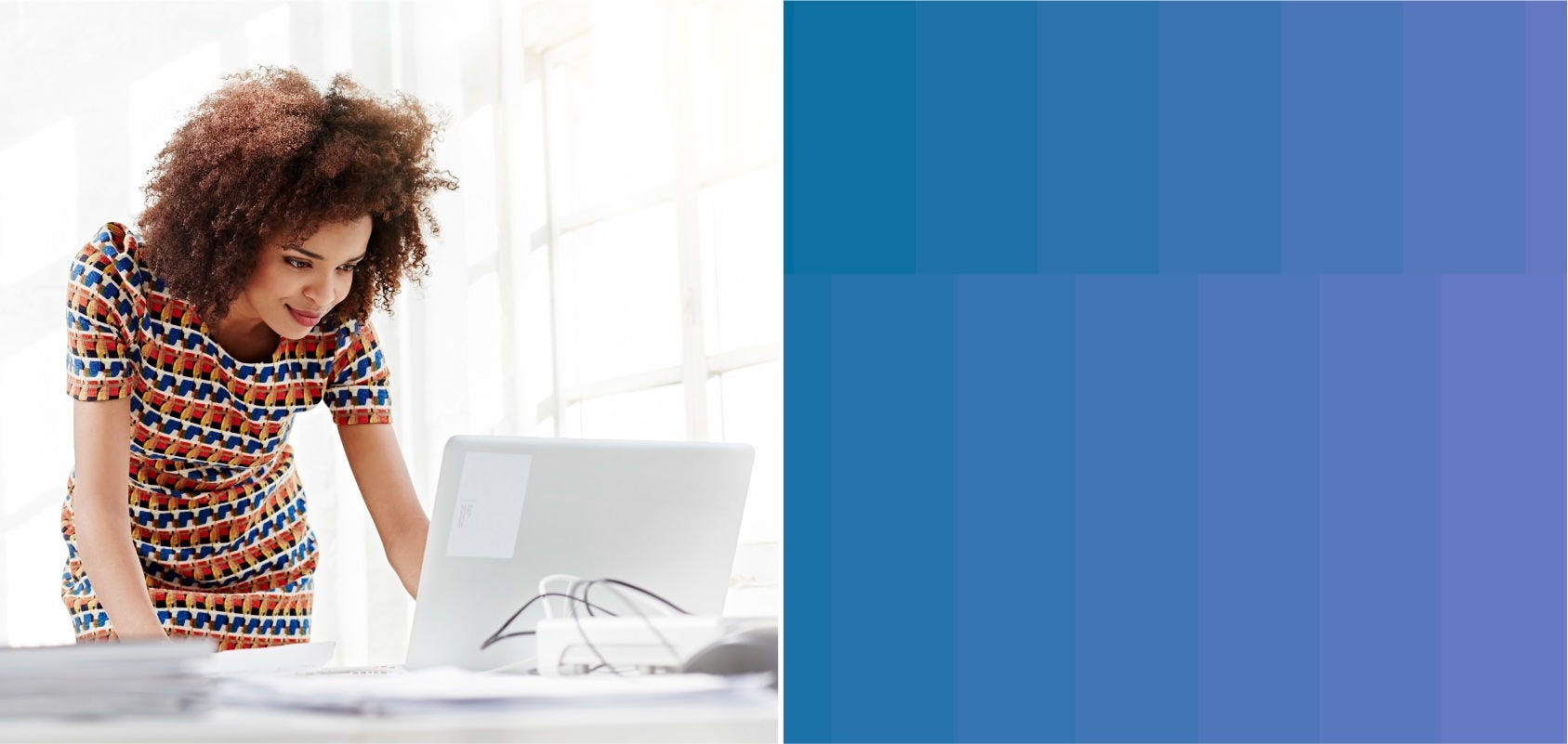Woman working on a laptop